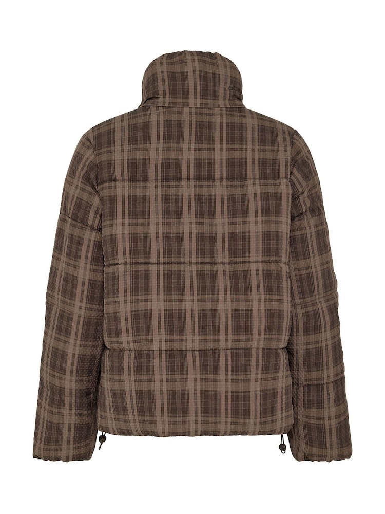 PixieGirl Petite Brown Check Puffer Coat - Image 6 of 6 PixieGirl Petite Brown Check Puffer Coat - Image 6 of 6