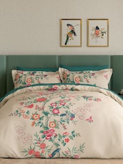 V&A Green Chinese Magpie Floral 100% Cotton Duvet Cover & Pillowcase Set - Image 2 of 5