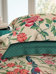 V&A Green Chinese Magpie Floral 100% Cotton Duvet Cover & Pillowcase Set - Image 3 of 5