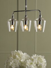 Laura Ashley Chrome Ockley 3 Light Linear Pendant Bar Ceiling Light - Image 1 of 3