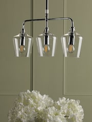 Laura Ashley Chrome Ockley 3 Light Linear Pendant Bar Ceiling Light - Image 2 of 3