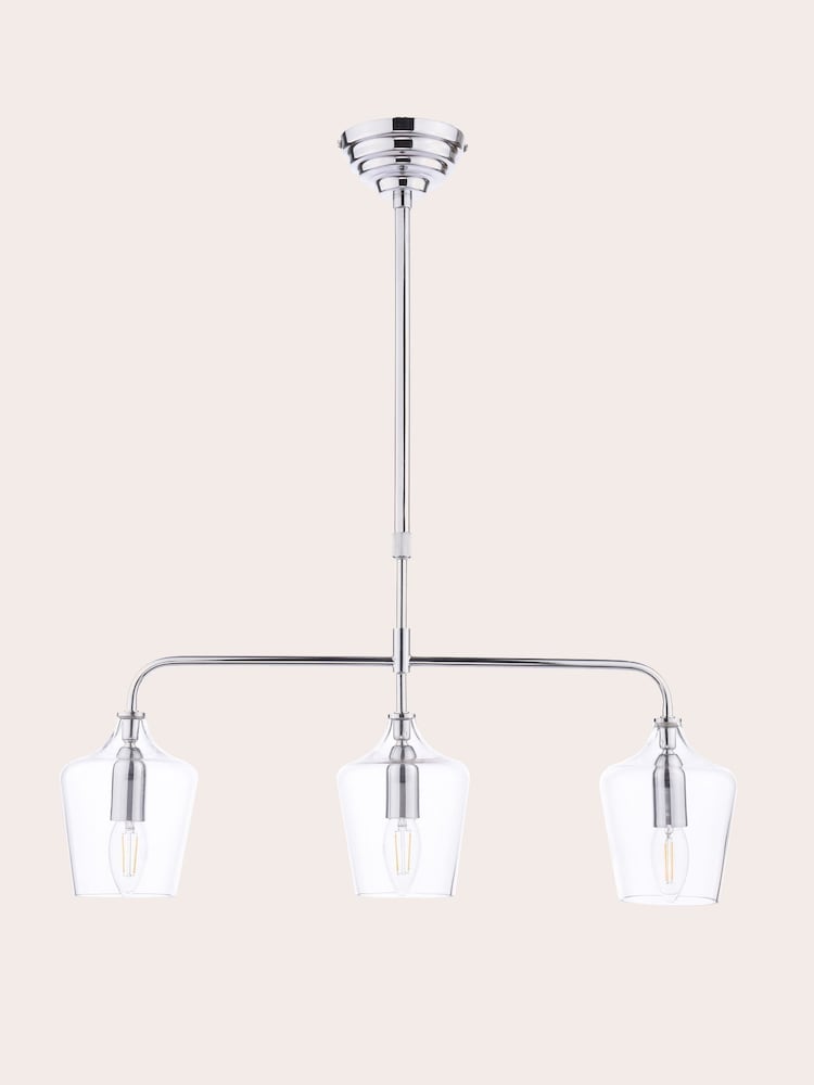 Laura Ashley Chrome Ockley 3 Light Linear Pendant Bar Ceiling Light - Image 3 of 3