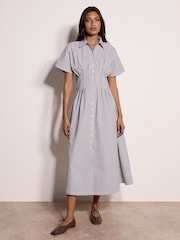 Apricot White Stripe Structured Shirt Midaxi Dress - Image 1 of 5