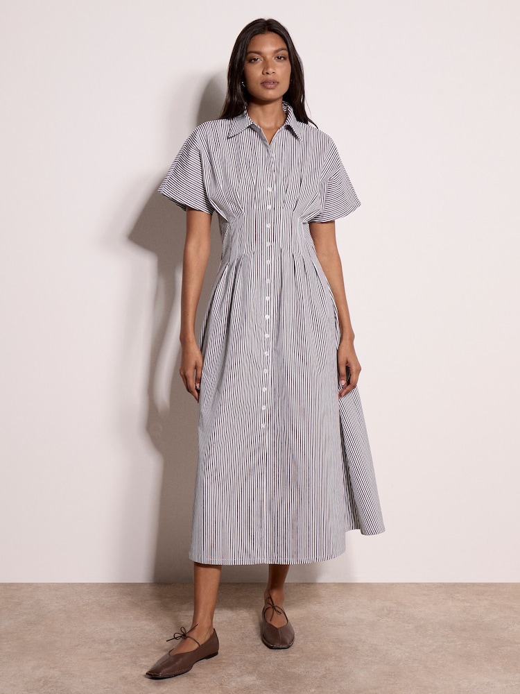 Apricot White Stripe Structured Shirt Midaxi Dress - Image 1 of 5 Apricot White Stripe Structured Shirt Midaxi Dress - Image 1 of 5