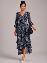 Schwarz - Jolie Moi Tiered Mesh Midaxi Dress - Bild 1 von 6