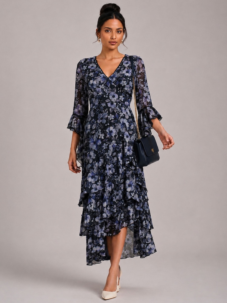 Schwarz - Jolie Moi Tiered Mesh Midaxi Dress - Bild 1 von 6
