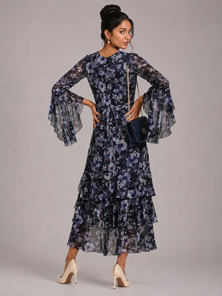 Schwarz - Jolie Moi Tiered Mesh Midaxi Dress - Bild 2 von 6