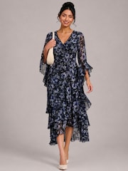 Schwarz - Jolie Moi Tiered Mesh Midaxi Dress - Bild 5 von 6