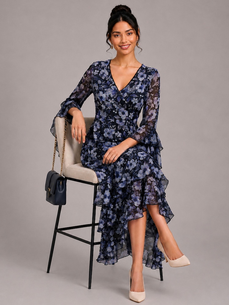 Schwarz - Jolie Moi Tiered Mesh Midaxi Dress - Bild 6 von 6