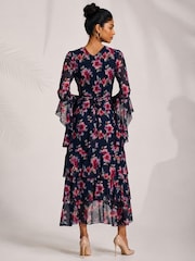 Blau - Jolie Moi Tiered Mesh Midaxi Dress - Bild 2 von 6