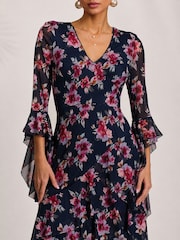 Blau - Jolie Moi Tiered Mesh Midaxi Dress - Bild 3 von 6