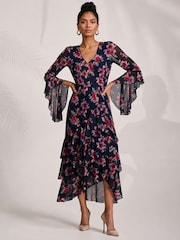 Blau - Jolie Moi Tiered Mesh Midaxi Dress - Bild 4 von 6