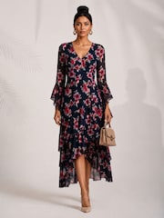 Blau - Jolie Moi Tiered Mesh Midaxi Dress - Bild 5 von 6