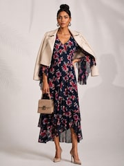 Blau - Jolie Moi Tiered Mesh Midaxi Dress - Bild 6 von 6