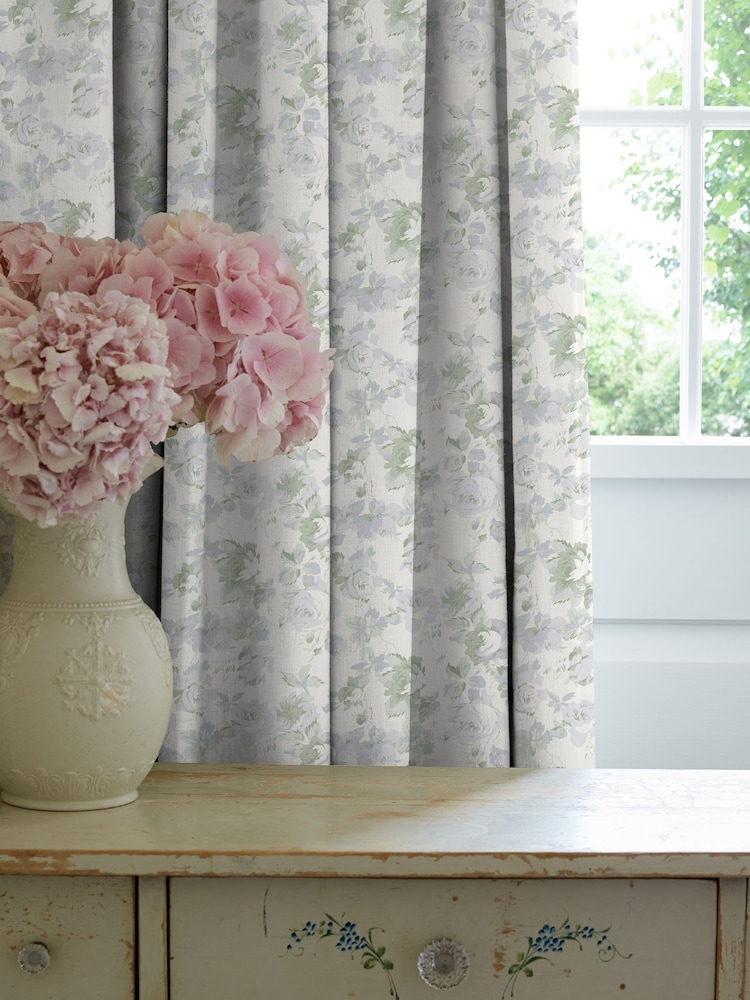 Shabby Chic by Rachel Ashwell® Lavender Breezy Leaves Made to Measure Curtains - Image 2 of 9