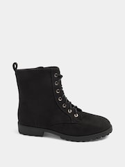 Yours Curve Black Faux Suede Lace Up Boots In Extra-Wide EEE Fit - Image 2 of 4