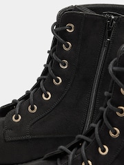 Yours Curve Black Faux Suede Lace Up Boots In Extra-Wide EEE Fit - Image 4 of 4