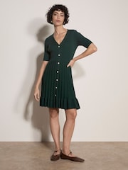 Apricot Ribbed Knit Fit And Flare Mini көйлек - 4суретінің 3 суреті