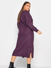 Yours Curve Purple V-Neck Acrylic Dress - Image 2 of 3
