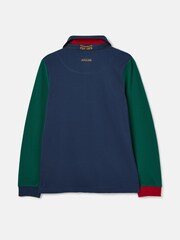 Joules Henry Navy & Green Long Sleeve Cotton Polo Shirt - Image 3 of 5
