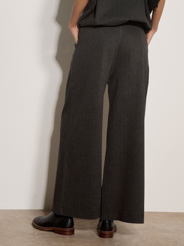 Apricot Grey Herringbone Wide-Leg Trousers - Image 2 of 4