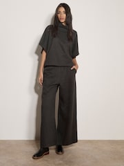 Apricot Grey Herringbone Wide-Leg Trousers - Image 3 of 4