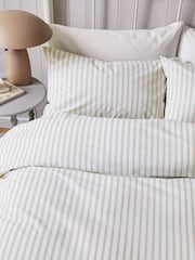 Helena Springfield Linen & Grey Ticking Stripe Duvet Cover & Pillowcase Set - Image 1 of 5