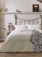 Helena Springfield Linen & Grey Ticking Stripe Duvet Cover & Pillowcase Set - Image 2 of 5