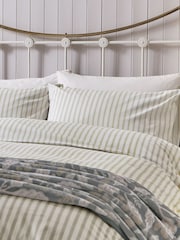 Helena Springfield Linen & Grey Ticking Stripe Duvet Cover & Pillowcase Set - Image 3 of 5