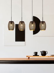 Searchlight Chrome Plum Black 4Lt Bar Pendant Ceiling Light - Image 1 of 3