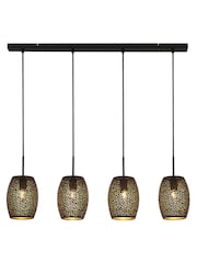 Searchlight Chrome Plum Black 4Lt Bar Pendant Ceiling Light - Image 2 of 3