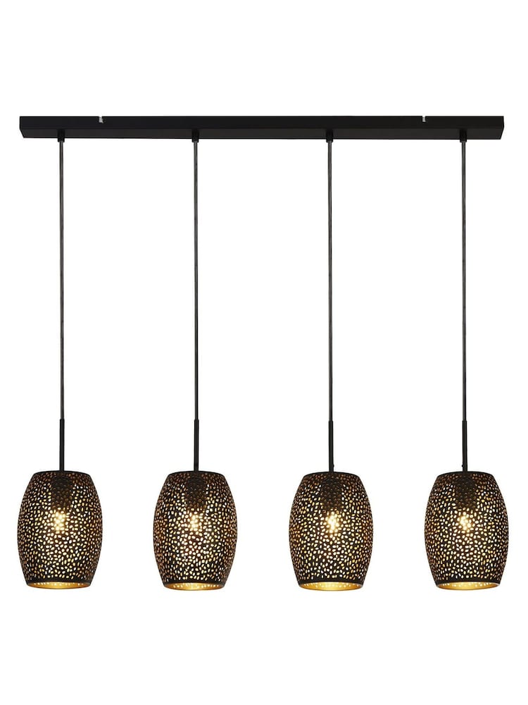 Searchlight Chrome Plum Black 4Lt Bar Pendant Ceiling Light - Image 2 of 3