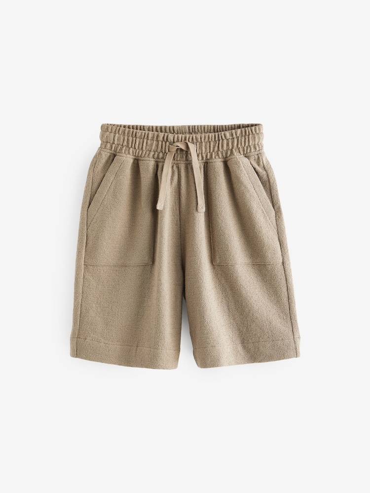 Taupe Brown 100% Cotton Textured Jersey Shorts (3-16yrs) - Image 1 of 3