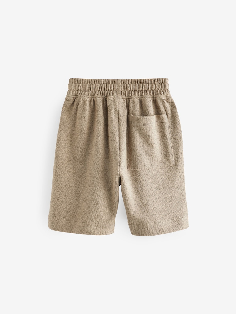 Taupe Brown 100% Cotton Textured Jersey Shorts (3-16yrs) - Image 2 of 3
