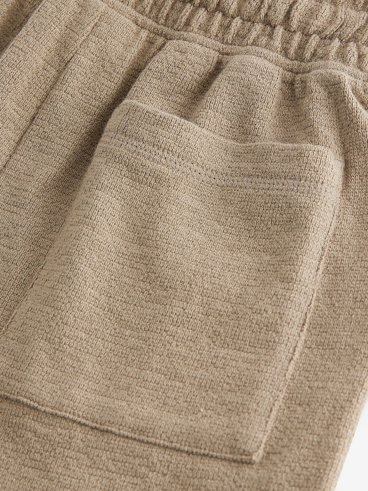 Taupe Brown 100% Cotton Textured Jersey Shorts (3-16yrs) - Image 3 of 3 Taupe Brown 100% Cotton Textured Jersey Shorts (3-16yrs) - Image 3 of 3