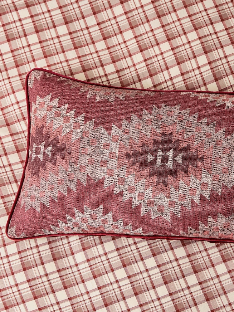 Bedeck of Belfast Red Navajo Textured Cotton Velvet Cushion - Image 1 of 5 Bedeck of Belfast Red Navajo Textured Cotton Velvet Cushion - Image 1 of 5