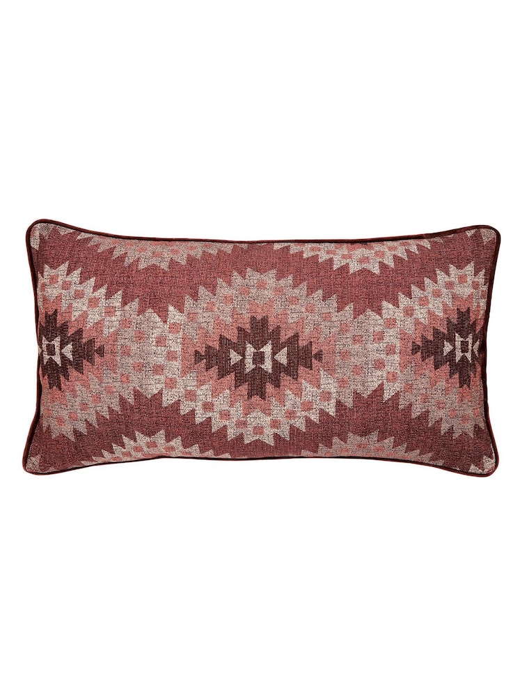 Bedeck of Belfast Red Navajo Textured Cotton Velvet Cushion - Image 5 of 5 Bedeck of Belfast Red Navajo Textured Cotton Velvet Cushion - Image 5 of 5
