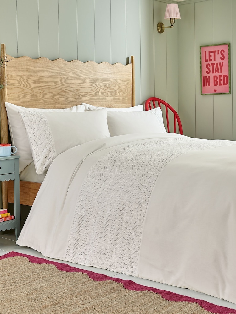 Helena Springfield White Margo Embroidery 100% Cotton Duvet Cover & Pillowcase Set - Image 2 of 6