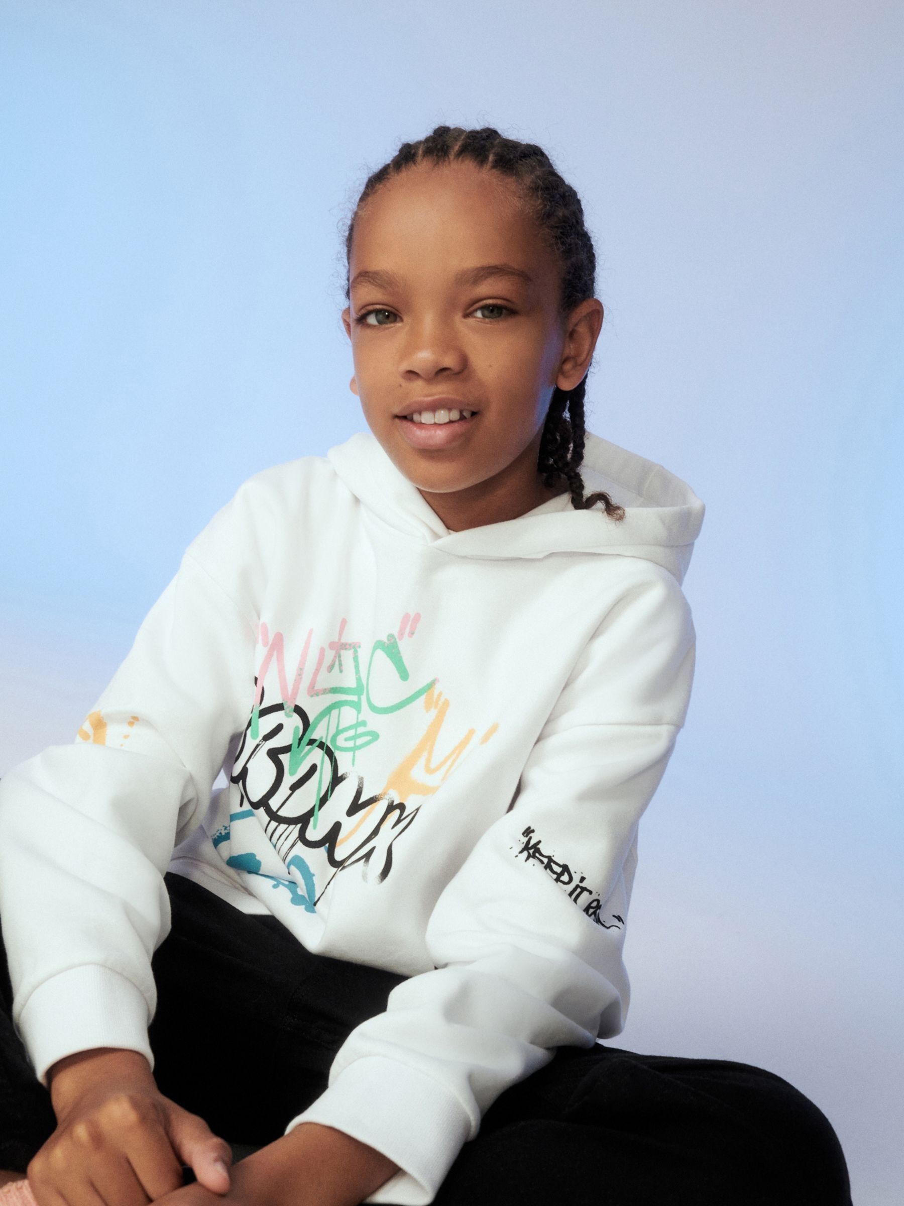 Buy White Graffiti Graphic Hoodie 3 16yrs from Next Luxembourg
