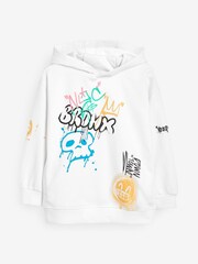 White Graffiti Graphic Hoodie (3-16yrs) - Image 5 of 7