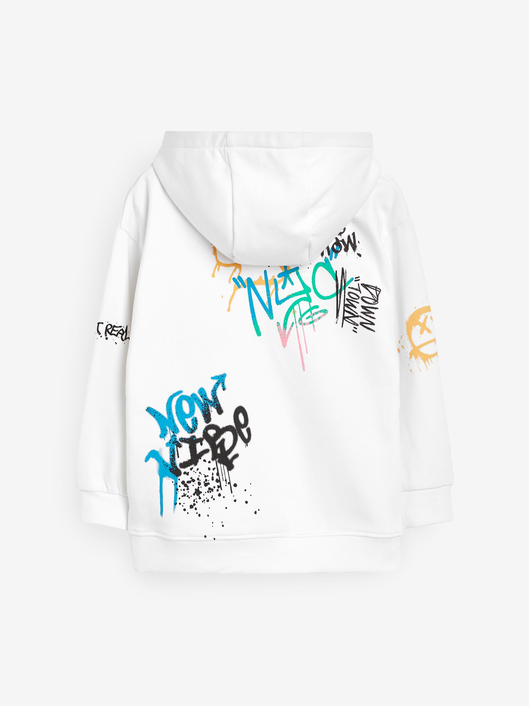 Buy White Graffiti Graphic Hoodie 3 16yrs from Next Luxembourg