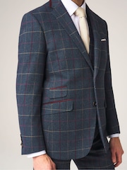 Skopes Blue Doyle Tweed Tailored Wool Blend Suit: Jacket - Image 1 of 6