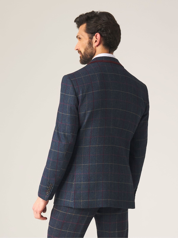 Skopes Blue Doyle Tweed Tailored Wool Blend Suit: Jacket - Image 4 of 6