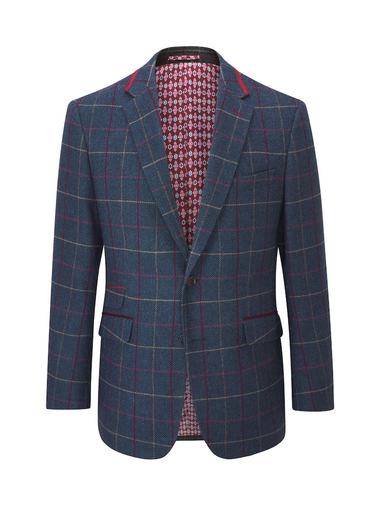 Skopes Blue Doyle Tweed Tailored Wool Blend Suit: Jacket - Image 6 of 6