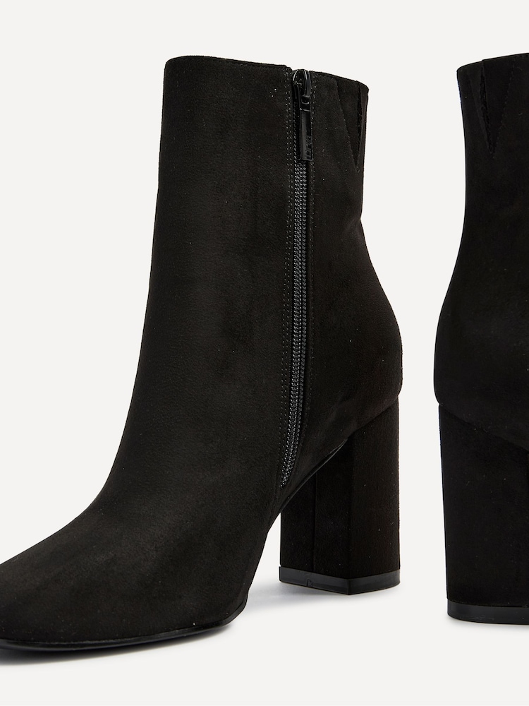 Linzi Black Scout Square Toe Heeled Ankle Boots With Side Zip - Image 5 of 5