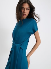 River Island Blue Premium Short Sleeve Tie Side Midi Dress - Image 4 of 4