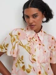 River Island Pink Angel Sleeve Floral Scallop Shirt - Image 4 of 4