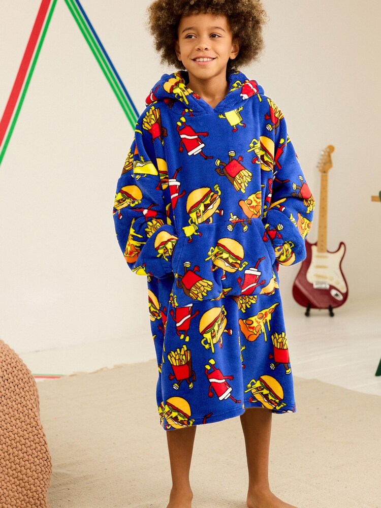 Bright Blue Food Hooded Blanket (3-16yrs) - Image 1 of 5
