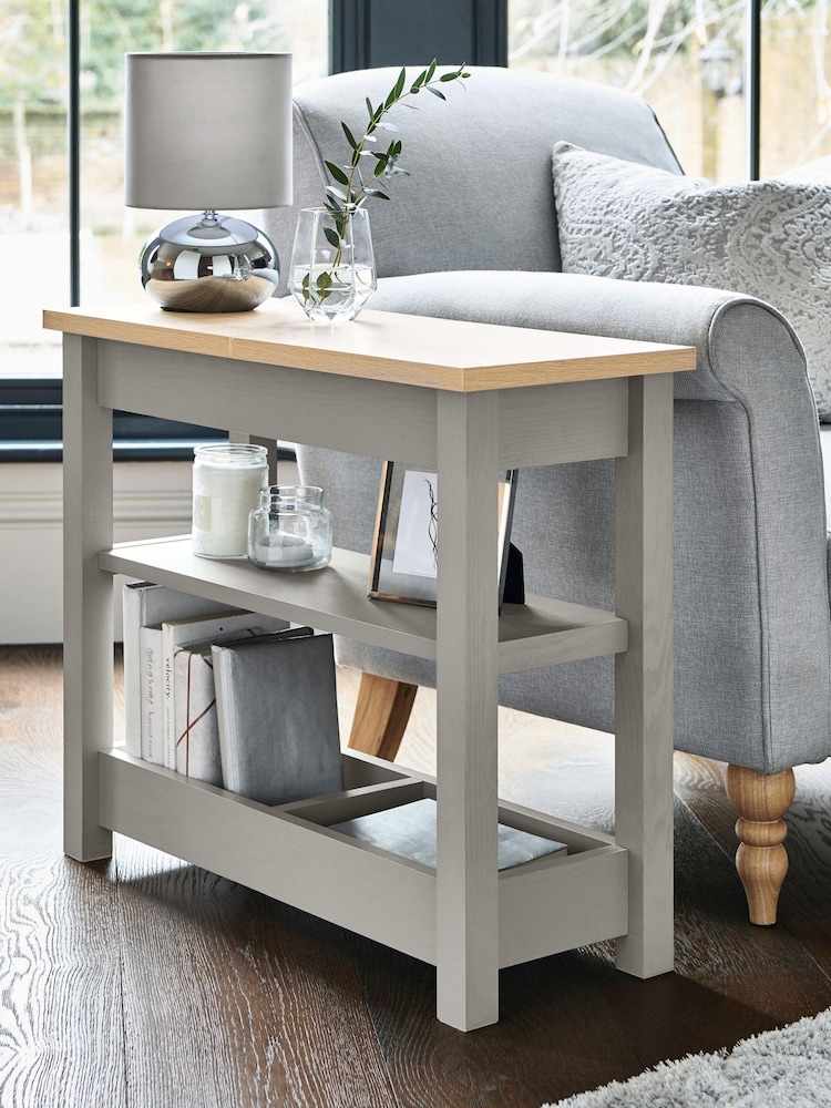 Dove Grey Malvern Oak Effect Large Sofa Side Table - Image 1 of 8