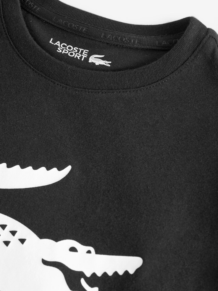 Negru - Lacoste pentru copii mare Crocs logo grafic Tricou - Imaginea 3 din 3